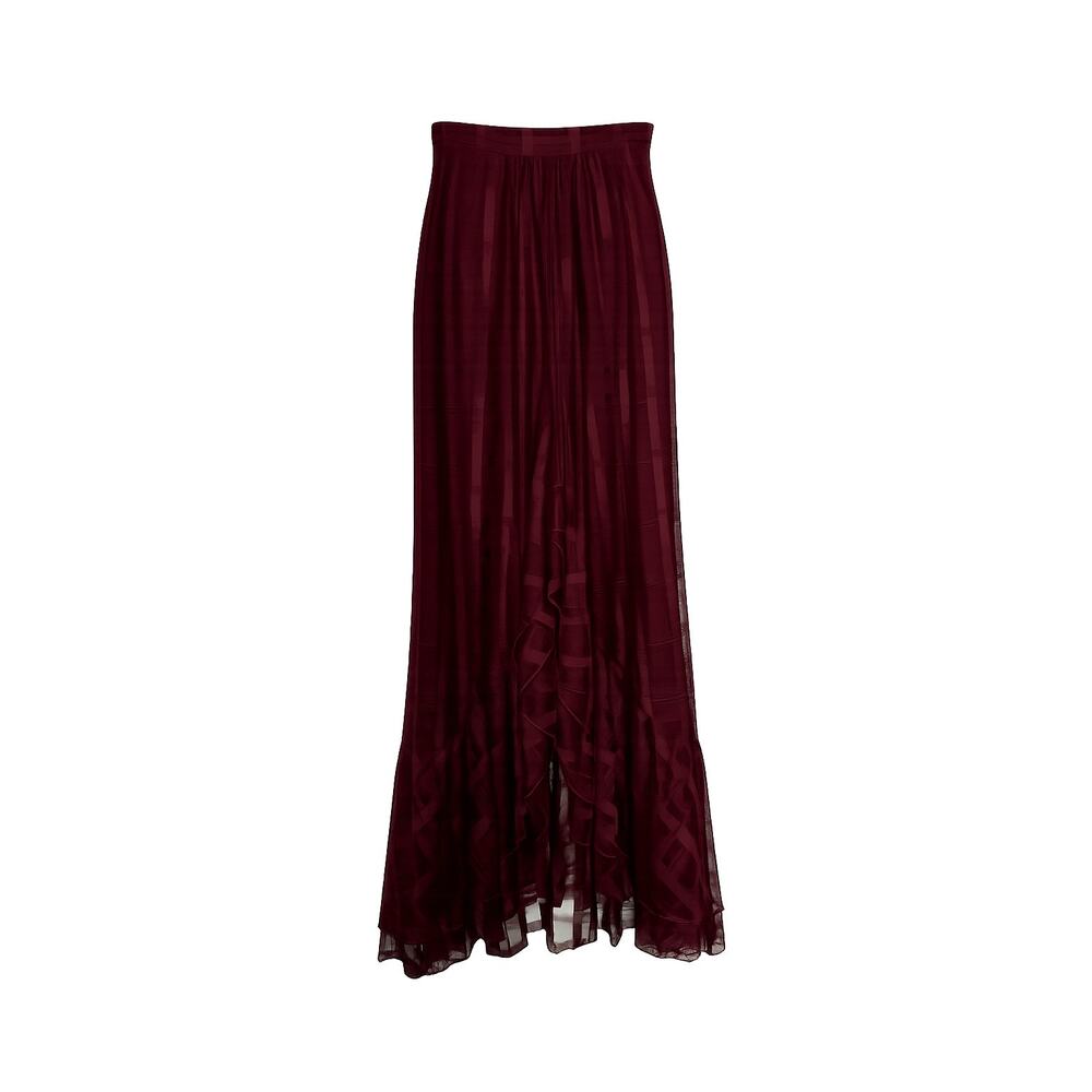 Just Cavalli NWT Burgundy Lace Maxi Skirt Ruffles Size 38 IT 2 US